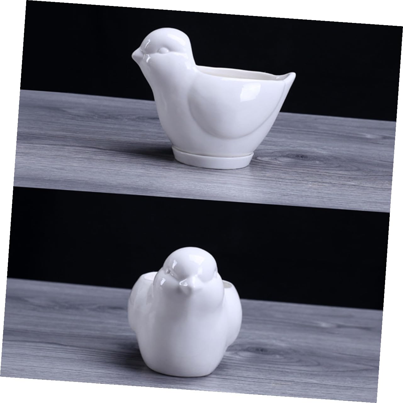 LALAFINA Ceramic Succulent Plant Container Bird Shape Large White Flower Pot with Saucer Indoor Desktop Planter for Home Garden Decor