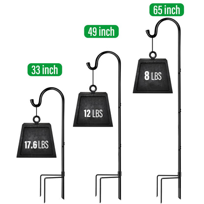 GOFORWILD Shepherd Hook 2 Pack Black, 33 inches Tall, Made of Premium Metal for Garden Decor, Plant Hanger, Lantern Hook, Solar Light Hanging, 7011