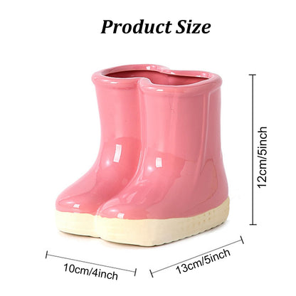SUZEPER Ceramic Boots Vase, Creative Boots Succulent Planter,Funny Plant Pot for Indoor Outdoor Garden Home Decor(10x13x12cm(4x5x5inch), Red)