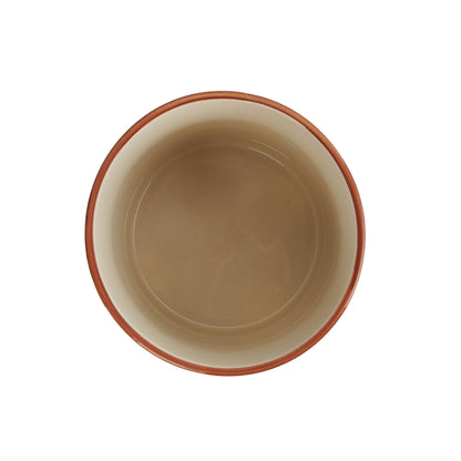Creative Co-Op Footed Stoneware Planter with Abstract Print, Rust and White