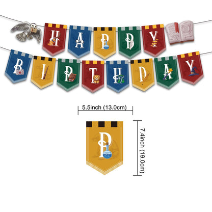 Magical Wizard Birthday Party Decorations Supplies Includes Happy Birthday Banner Balloons Cake Toppers Cupcake Toppers for Boys and Girls Halloween Party
