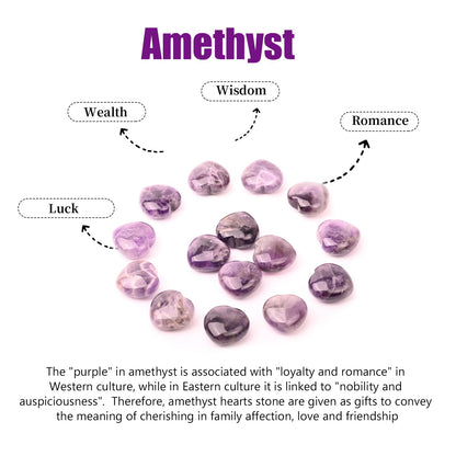 10 PCS Amethyst Heart Stone, 1 Inch Natural Healing Crystal Heart Love Crystals, Mini Cute Gemstone Amethyst for Women, Valentine's Day Gift