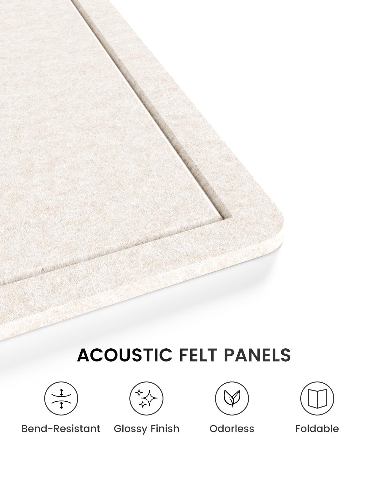 Fluxynara Bulletin Board,35.4" x 23.6" Cork Board Alternative with 12 Safe Removable Adhesive Tabs, Foldable Felt Pin Board for Home Office, Classroom, Bedroom,Entryway for Walls—Oatmeal