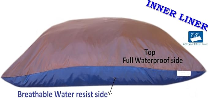 Durable Comfort Micro-Cushion Memory Foam Pet Dog Pillow Bed Waterproof Liner + External Cover for S,M,L Dogs- Complete Set (Brown Denim, 48''x29'')