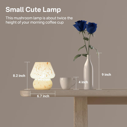 Dawnwake Mushroom Lamp Table Lamp for Bedroom,Small Desk Bedside Lamps for Living Room,Mushroom Decor Cute Mini Modern Mid Century Lamps for Night Stands (White)