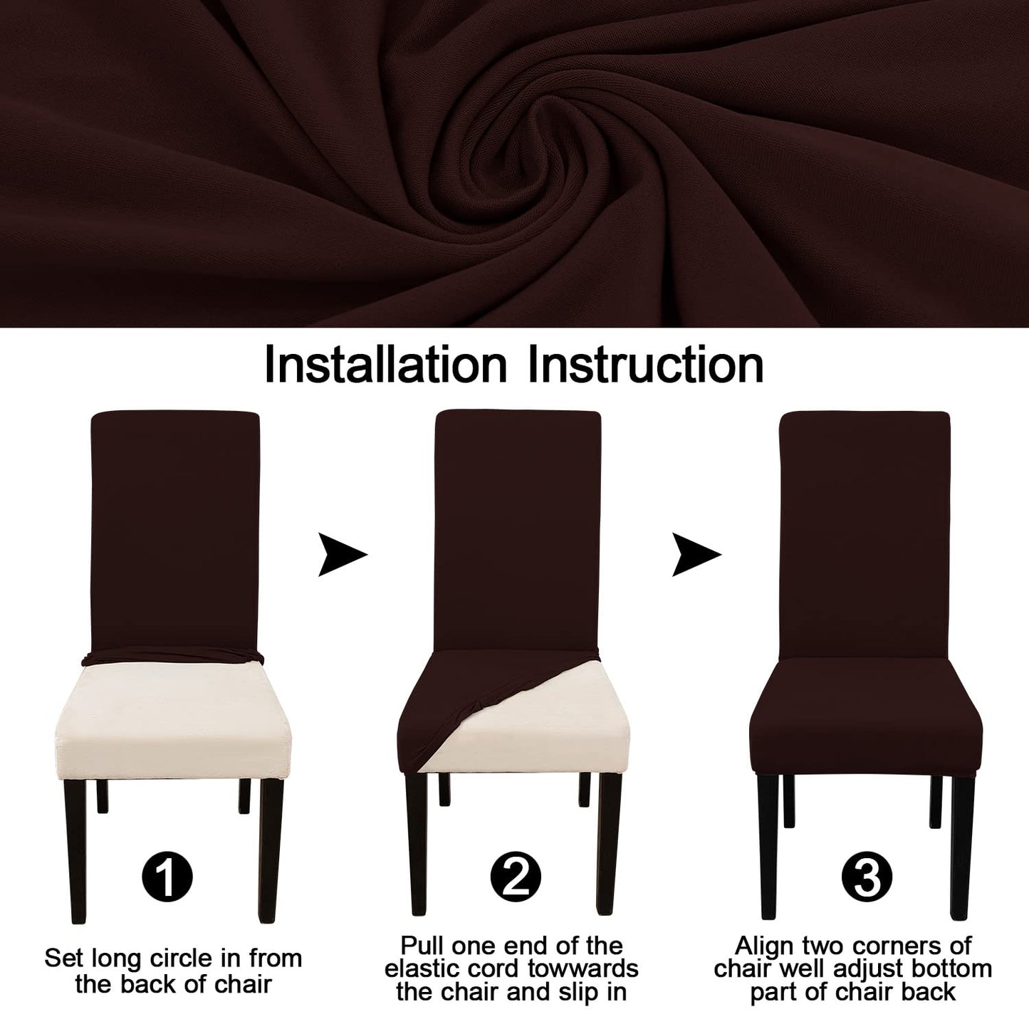 Keyroal Dining Room Chair Covers Set of 4, Stretch Solid Color Parsons Chair Slipcovers Spandex Removable Washable Kitchen Chair Protector Cover for Dining Room, Hotel, Ceremony(Coffee)