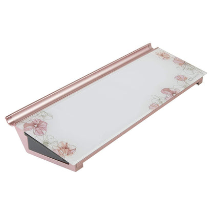 Quartet Glass Dry Erase White Board 18"W x 6"H, Compact Desktop Whiteboard with Storage Drawer, Floral (GDP186P)