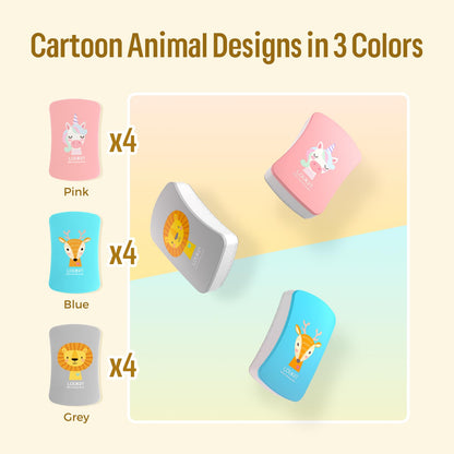 LOUKIN 12 Pack Kid Magnetic Dry Erase Erasers, Mini Whiteboard Eraser, Small Glass Board Eraser for Classroom, Home, Office, 2.17"x1.38"x0.59" (Blue, Pink, Gray)