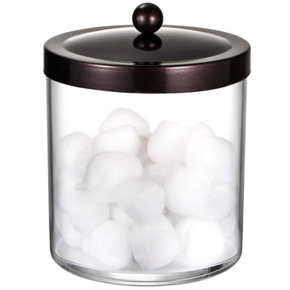 SheeChung 50oz Large Apothecary Jar with Bronze Rust-Proof Lid - Shatterproof Plastic Laundry Pods Container - Rustic Farmhouse Decor Storage Jar for Bathroom Vanity, Kitchen, & Scent Bead