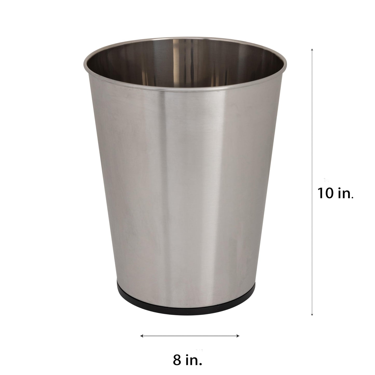 Bath Bliss 5 Liter Small Wastebasket, Stainless Steel | Compact Round Open Top Trash Can | Durable Bathroom Bedroom Dorm Office Garbage Bin | Stylish Space-Saving Waste Disposal Container