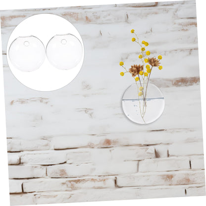 Ciieeo 2pcs Wall-Mounted Boho Decor Hydroponic Glass Vase Hanging Plant Terrariums for Home Office