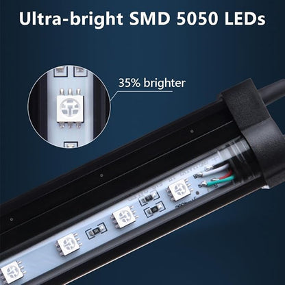 15 inch LED Aquarium Light, 8W Fish Tank Light Underwater Light Submersible Crystal Glass Lights, 9.2ft/2.8m Long Wire Length, White