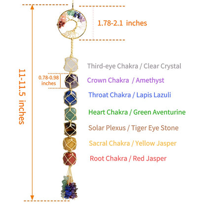 Tree of Life Handmade 7 Chakras Stones Healing Crystals Tree of Life Hanging Ornament for Home Decor