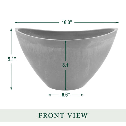 PSW Pot Collection YB41TCB Plastic/Stone/Wood Composite Curved Planter Pot – No Drainage Hole (Drillable), for Indoor and Outdoor Plants and Gardens, 16-inch, Terra Cotta Color