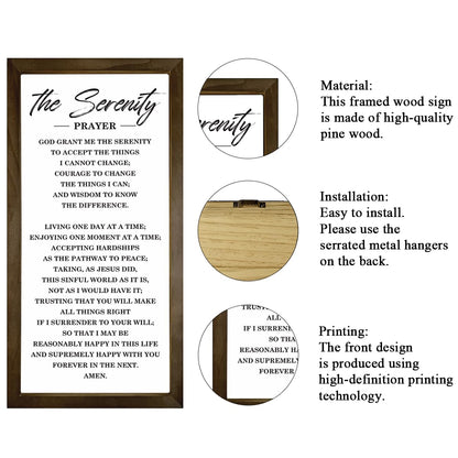 Christian Wall Decoration, Motivational Decor Signs, Farmhouse Wood Framed Sign 15×7.5×0.3 inches, Religious Home Decor, Church Room Wall Art, The Serenity Prayer Sign