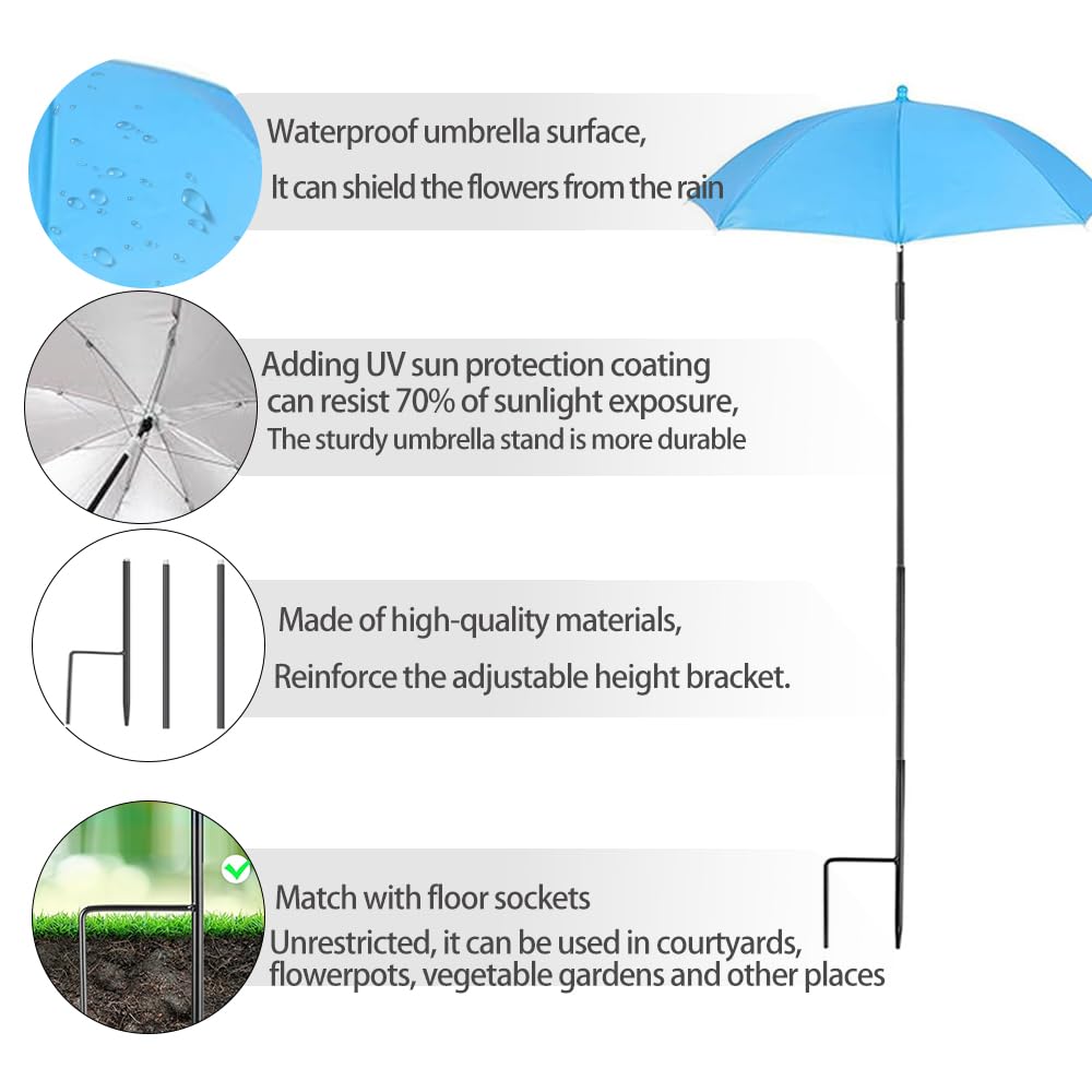 Vorriop Upgraded 6pcs Plant Umbrellas for Outdoor Plants，Garden Beds Shade，Adjustable Height Provides Shade for Potted to Protect Their Flowers from Intense Sunlight and Rain