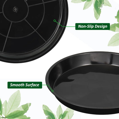 PATIKIL 5 Pack Plastic Plant Saucer, 14 Inch Plant Tray for Pots Round Plant Dish Plant Drip Trays Water Tray for Indoors Outdoors Garden, Black