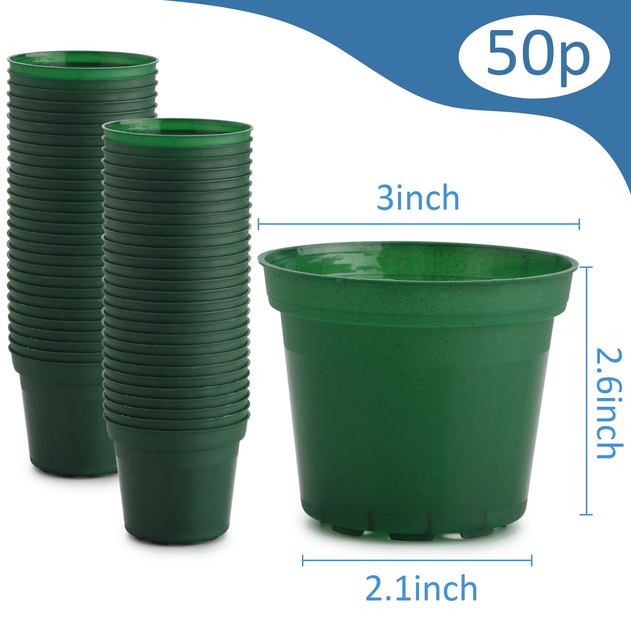 RooTrimmer 2Pcs of Potting Trays and 50 Pack 3inch Small nursey pots Set for Seedling, transplanting