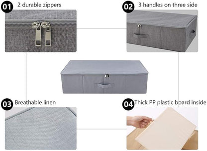 iwill CREATE PRO Folding Breathable Underbed Storage Bins with Lids, Wardrobe Closet Clothing Blanket, Shoes, Toys Organizer Containers, Dark Gray, Pack of 2