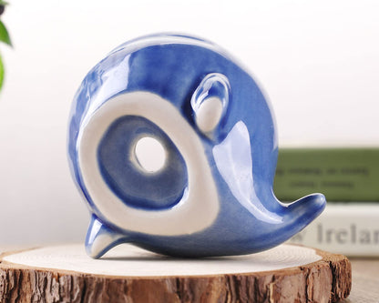 VanEnjoy 5" Ocean Blue Seashell Series Conch Shaped Cactus Planter, Flower Pot, Bonsai Pot (Dark Blue Whale)