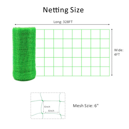 Toolazy Trellis Netting 47" x328' Green - Heavy Duty 6" Mesh Plant Support Net for Climbing Vegetables, Garden Trellis Roll for Tomato Cucumber Pea Bean Vine Grow Tent Scrog Hydroponic