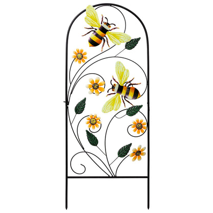 Garden Decor for Outside, YEAHOME 33 Inch Decorative Garden Stakes with Flowers Bees, Metal Spring Garden Decorations Yard Art for Outdoor Patio Yard Lawn Backyard