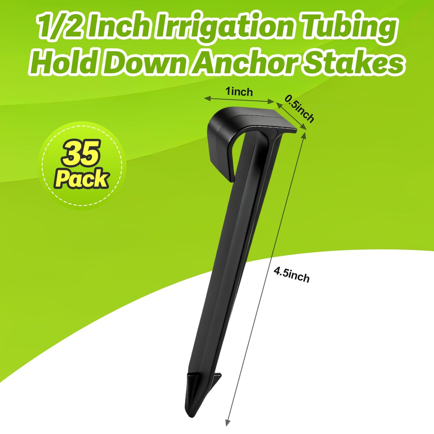 Copadri 35 Pieces 1/2 Inch Drip Irrigation Hold Down Anchor Stakes, 4.5-Inch Plastic 1/2'' Heavy-Duty Tubing Holder Stakes for 1/2'' Irrigation Tubing Garden Vegetable Flower Beds Drip Supplies