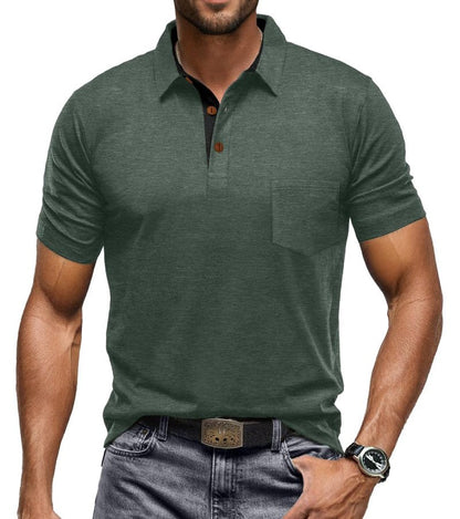 Sailwind Men's Cotton Polo Shirts Short Sleeve Casual Summer Shirts Classic Collared Golf Shirt with Pocket Green