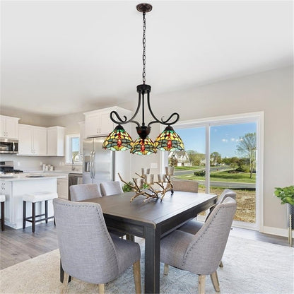 Chloe Lighting Empress Dragonfly Mini Chandelier, 3 Light, 24in Wide, Dark Bronze, Multicolor, Model CH3T471GD24-DD3