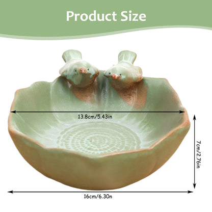 Uanqfegy Ceramic Round Hollow Planter with 2 Adorable Birds Succulent Planter – Suculentas Pot DIY Flower Planting Garden Pots for Home Indoor Outdoor Garden Decor