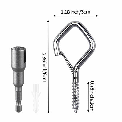 Viweolm Screw Hooks for Hanging, 304 Stainless Steel Ceiling Hooks for Outdoor String Lights, Wind Chimes, Lanterns, Plants, and Decorations – Indoor and Outdoor Use (Stainless Steel, 50 pcs)