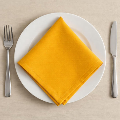 Palisa Mustard Polyester Cloth Dinner Napkins Pack of 12 | 18x18 Inch Reusable & Washable Table Linen Napkins for Everyday Use Wedding Parties Banquet & Hotel