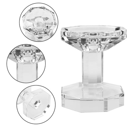 Kitcom Crystal Taper/Pillar Candle Holders Set of 2, 4.1 Inches Height, Heavy Solid Hand Cut Candlesticks Set, Table Centerpieces for Home Decor, Clear