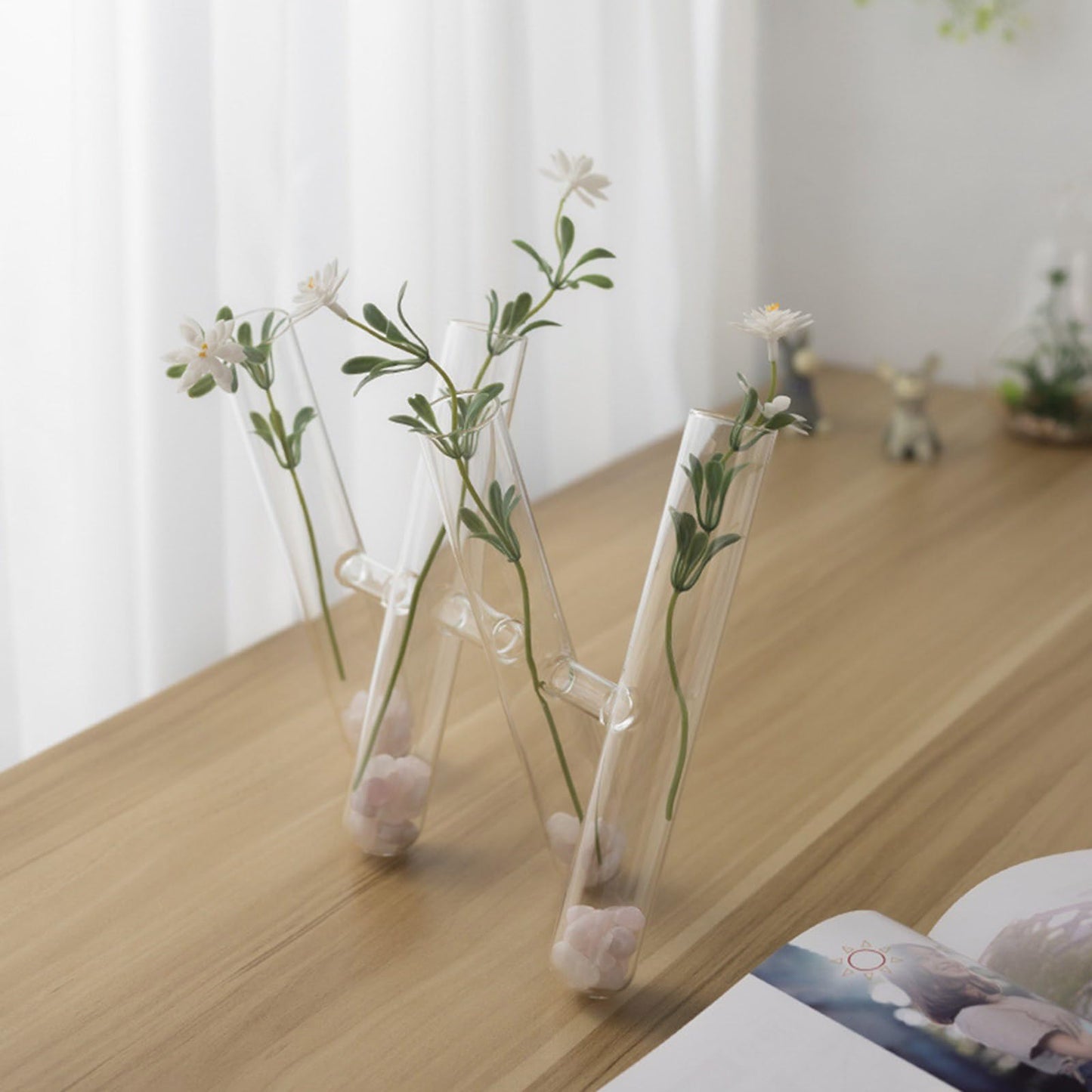 3/4 Striped Glass Test Tube Vases for Flowers Arrangements Plant Terrariums for Hydroponic Plant Holder Home Decors Floral Arrangement Vases