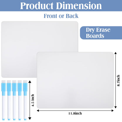 Fulmoon Dry Erase Lapboard Set with Markers Dry Erase Boards Classroom Pack Small White Board 9"X12" Mini Double Sided Whiteboard Set Lapboards for School Supplies(50 Pcs)