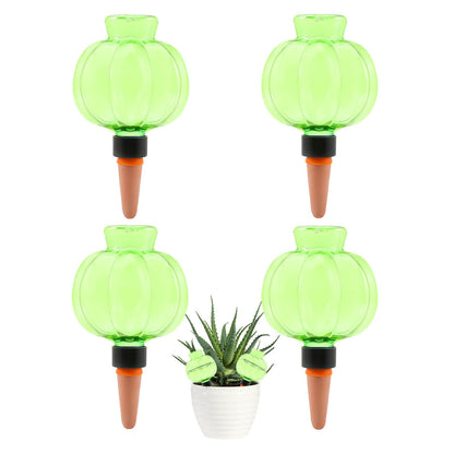 Ansberta 4 Pcs Plant Self Watering Globes, 17oz Large Plastic Water Bulbs Top Fill Watering Globes Slow Release Terracotta, Water Spikes Stakes for Indoor and Outdoor Plants (Green)