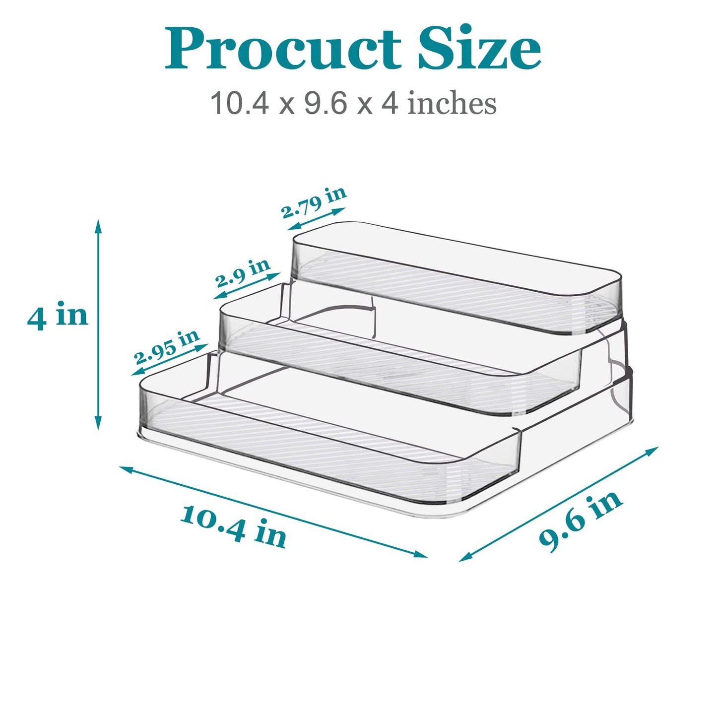 Zilphoba 2pcs Acrylic Rack, No Assembly Clear 3 Tier Condiment Bottle Shelf Vanity Organizer for Cabinet Kitchen Bathroom