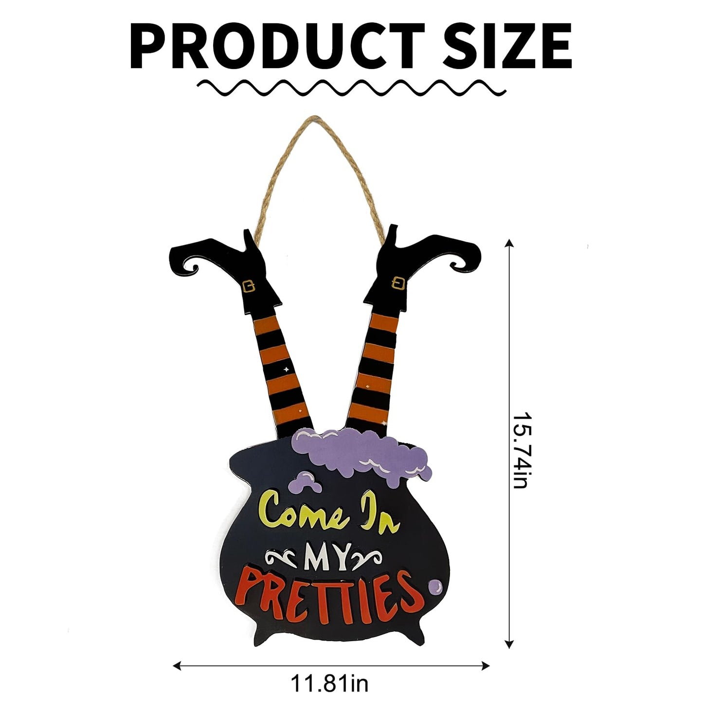 Witch Legs & Cauldron Wooden Sign Come In My Pretties Halloween Decor Hanging Wall Art for Front Door and Haunted House