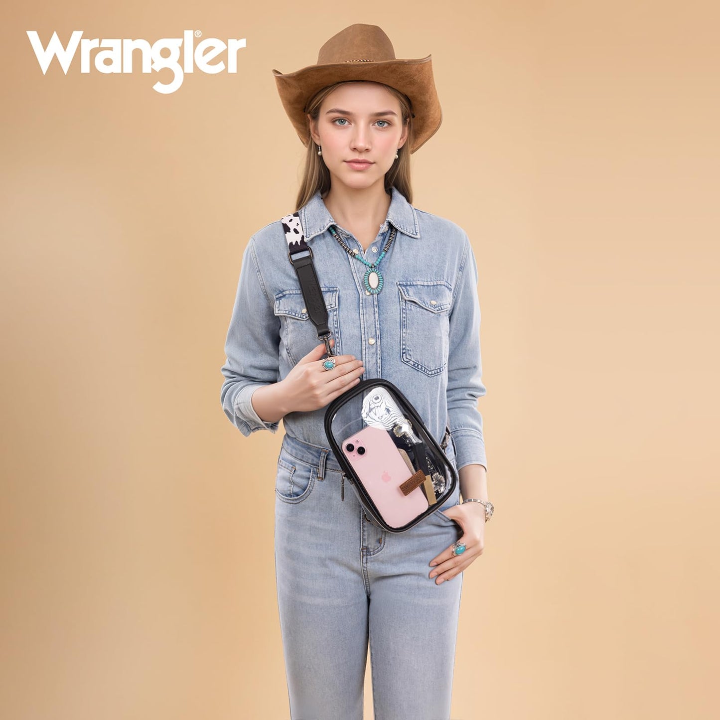 Wrangler Crossbody Clear Sling Bags for Women Stadium Approved Cross Body Purse for Sports Events Concerts