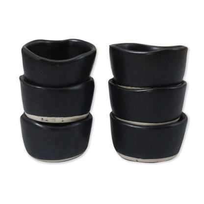 roro Handmade 2-Inch Matte Black Ceramic Pinch Bowls, Set of 6 – Versatile Stoneware for Spices, Condiments, Appetizers & Finger Foods