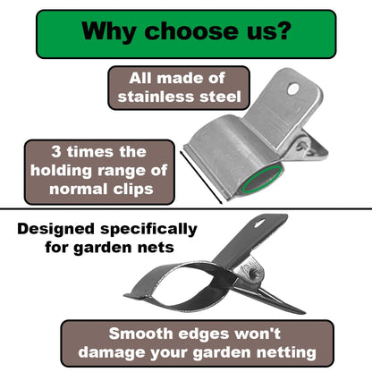 Stainless Steel Garden Clips, Extra Wide Strong Fixing Greenhouse Clips For Pvc Pipes, Garden Hoops. For Fixing Plant Cover, Shade Cloth, Greenhouse Plastic Sheeting, Garden Netting, Etc.