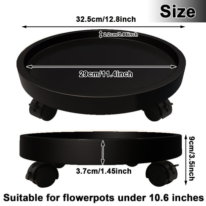 RUENXG 2-Pack 13" Heavy Duty Plant Caddy with Lockable Wheels, Industrial-Grade Rolling Plant Stand for Indoor/Outdoor Potted Plants, Flower Pots & Garden Decor - Black