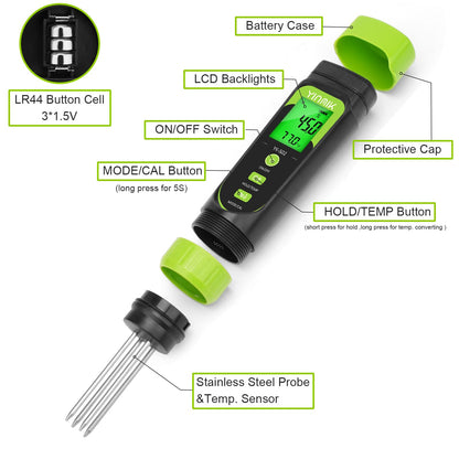 YINMIK Digital Soil Moisture Meter,Direct Soil EC Meter,3 in 1 Soil Hygrometer EC Indoor Plant Soil Moisture Meter for Water,House Plants,Great Hygrometer for Gardeners,Composters,Farmers,Nurseries