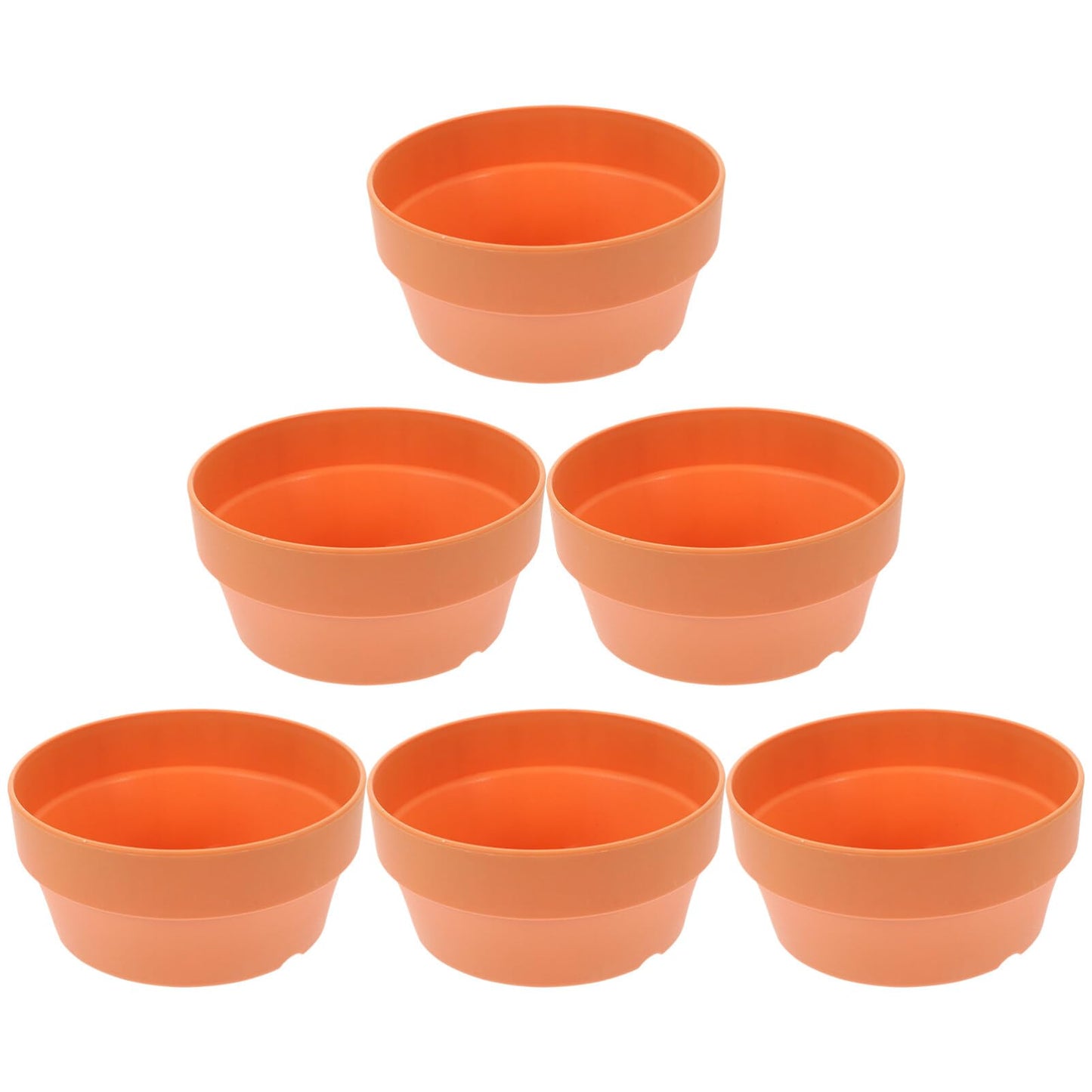 Happyyami 6Pcs Orange Imitation Clay Flower Pots Set Japanese Round Plastic Planters with Drainage Holes for Succulents Indoor and Outdoor Garden Use