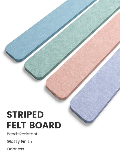 Fluxynara Cork Board Alternative Felt Strip Board 5-Pack 13"x2", Office Pin Board with 35 Push Pins, Adhesive Install for Bedroom Door & Home Office (Coastal Haze)