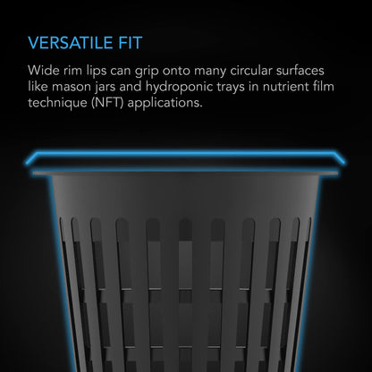 AC Infinity Net Cups 3-Inch, Heavy Duty Garden Slotted Net Pots with Wide Lip Rims, 25-Pack Black Bucket Basket for Indoor Outdoor Growing, Orchids, Aquaponics, Hydroponics