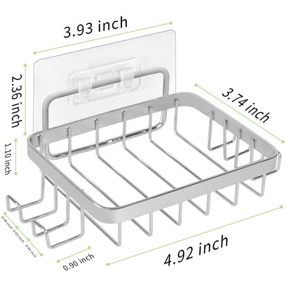 Carrie Joe Soap Dish Holder, No Drilling, 304 Rustproof Stainless Steel, Wall Mounted Soap Holder Soap Tray Bar Soap Sponge Holder for Bathroom & Kitchen