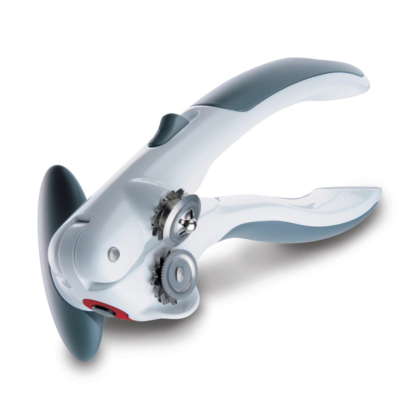 Zyliss Lock N' Lift Can Opener with Lid Lifter Magnet - Manual Opener with Locking Mechanism - Easy-to-Turn - Magnetic Can Opener - White/Gray