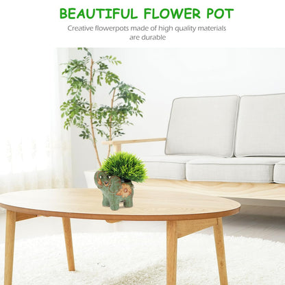 BESTonZON Elephant Shaped Ceramic Succulent Pot 4.72X4.52X2.75In Breathable Planter Home Office Desktop Decoration Flower Pot for Succulents and Cactus