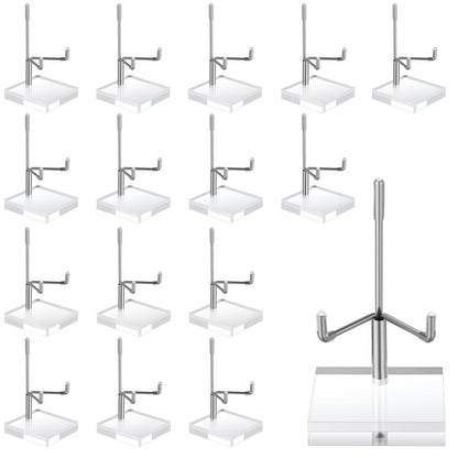 16 PCS Adjustable Metal Arms Display Stand, 2 X 2 X 3.5 Inch Small Rock Display Stand with Acrylic Base Small Displays Easel Holder Crystal Displays Stands for Picture Coral Geodes Mineral Agate